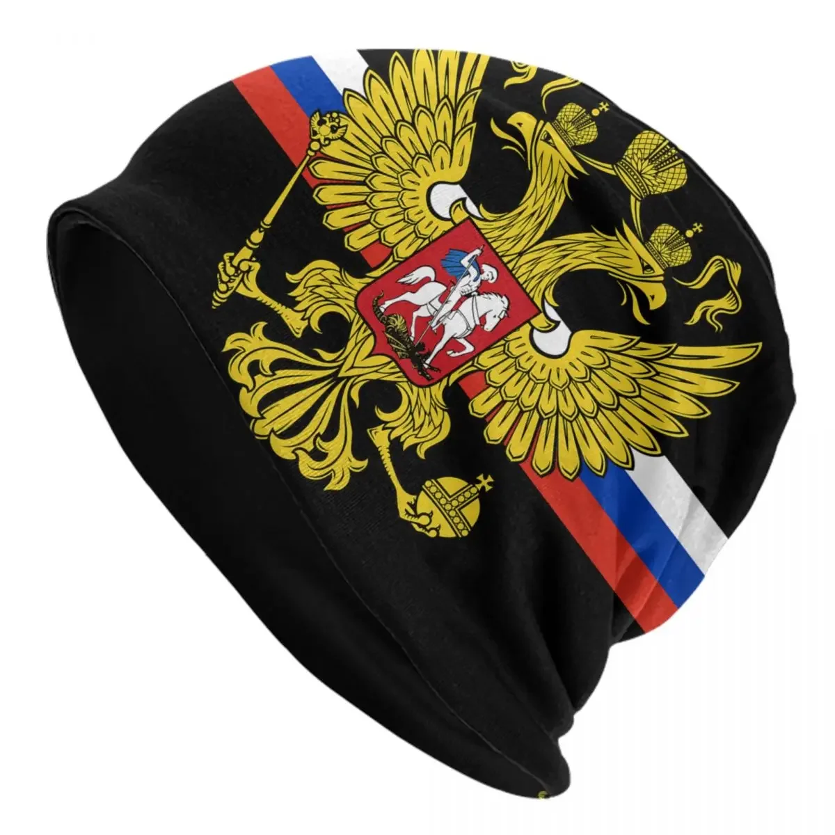 Custom Coat Of Arms Of Russia Bonnet Hats Street Knitting Hat For Men Women Winter Warm Russian Flag Skullies Beanies Caps