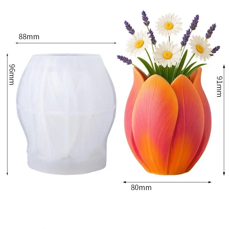 3D Flower Pots Silicone Mold For Making DIY Flower Bud Pots/Scented Candle Jar Decorative Ornaments, Floral Gifts & Home Decor