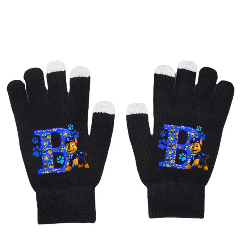 Paw Patrols Chase Gloves Boys Anime Dog Letter A-Z Gloved Kids Winter Warm Fashion Accessory Children Christmas Gift Hot Sales