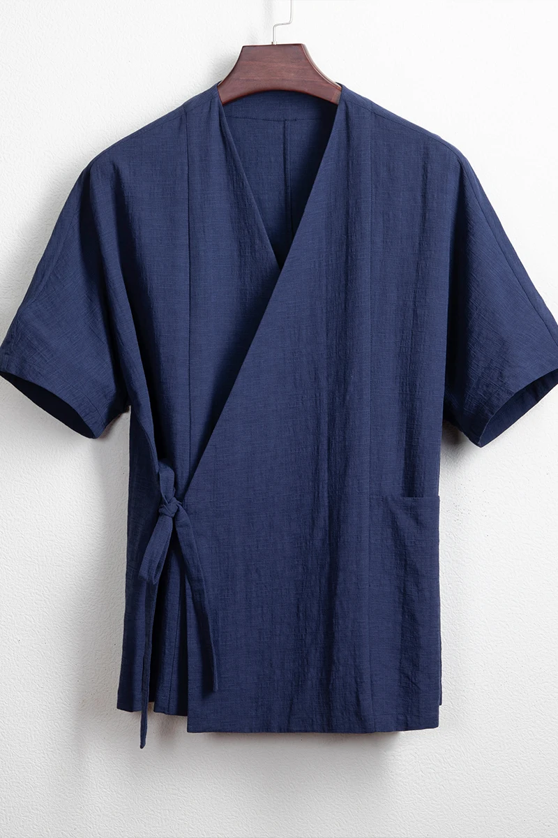 Men Chinese Style Linen Hanfu Shirts Men Traditional Clothing Costume Loose Cotton Retro Tang Suit Robe Male Kung Fu Cardigan