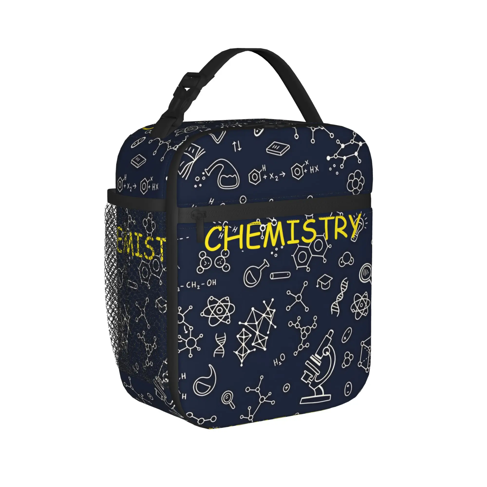 Chemistry Chalkboard Doodle Pattern Lunch Bag Fashion Office Lunch Box Custom Portable Thermal Tote Handbags