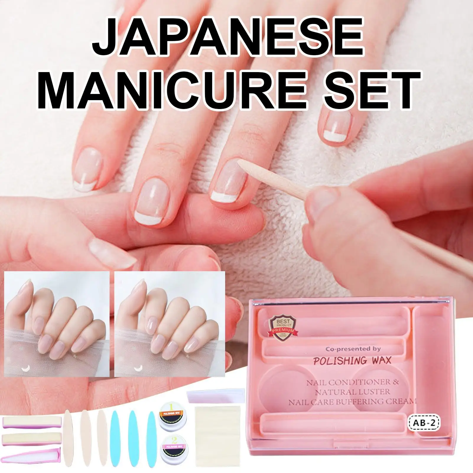 Japanese Manicure Kit Nourishing Strengthening Manicure Tools Buffer Nail File for Seniors Friends Pedicure Health Salon Home