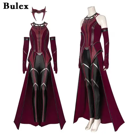 Bulex Wanda Maximoff Costume Django Maximoff Cosplay Outfit Red Cloak Halloween Cosplay Womens Outfit Full Set High Quality