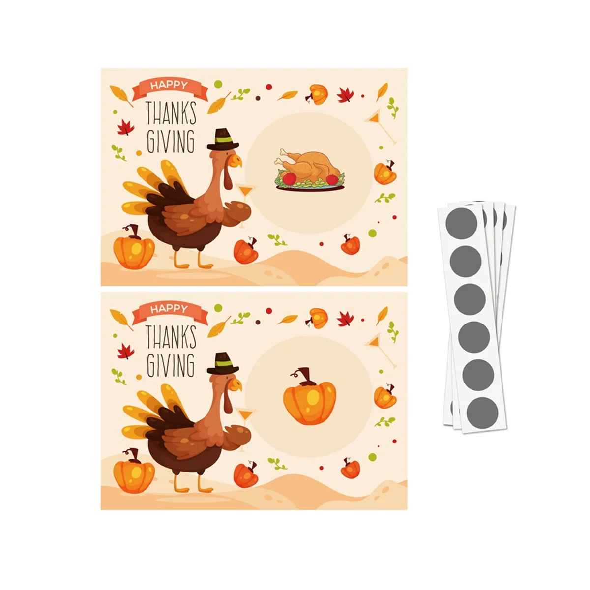 Thanksgiving Party Scratch Game Turkey Cards Holiday Festive Raffle Tickets