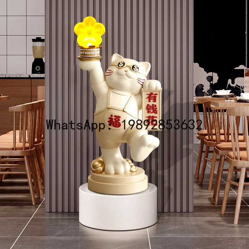

X-11 Luxury High-End Fortune Cat Floor Ornament Sofa Side Table Large Living Room Decoration