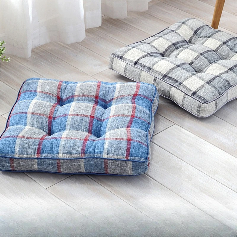 Plaid Square Floor Seat Pillow Thickened Meditation Yoga Seat Pads Mat Pouf Sofa Chair Bed Car Seat Pillows Cushions