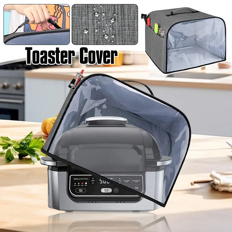 Household Bread Baking Air Fryer Hood Ninja Foodi Grill Oxford Fabric Toaster Cover Kitchen Dust Cap With Storage Pockets New