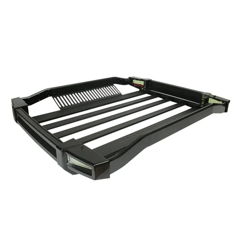 Universal 4x4 Suv Black White Pickup Truck Aluminum Car Luggage Carrier Cargo Roof Rack with Led Light custom