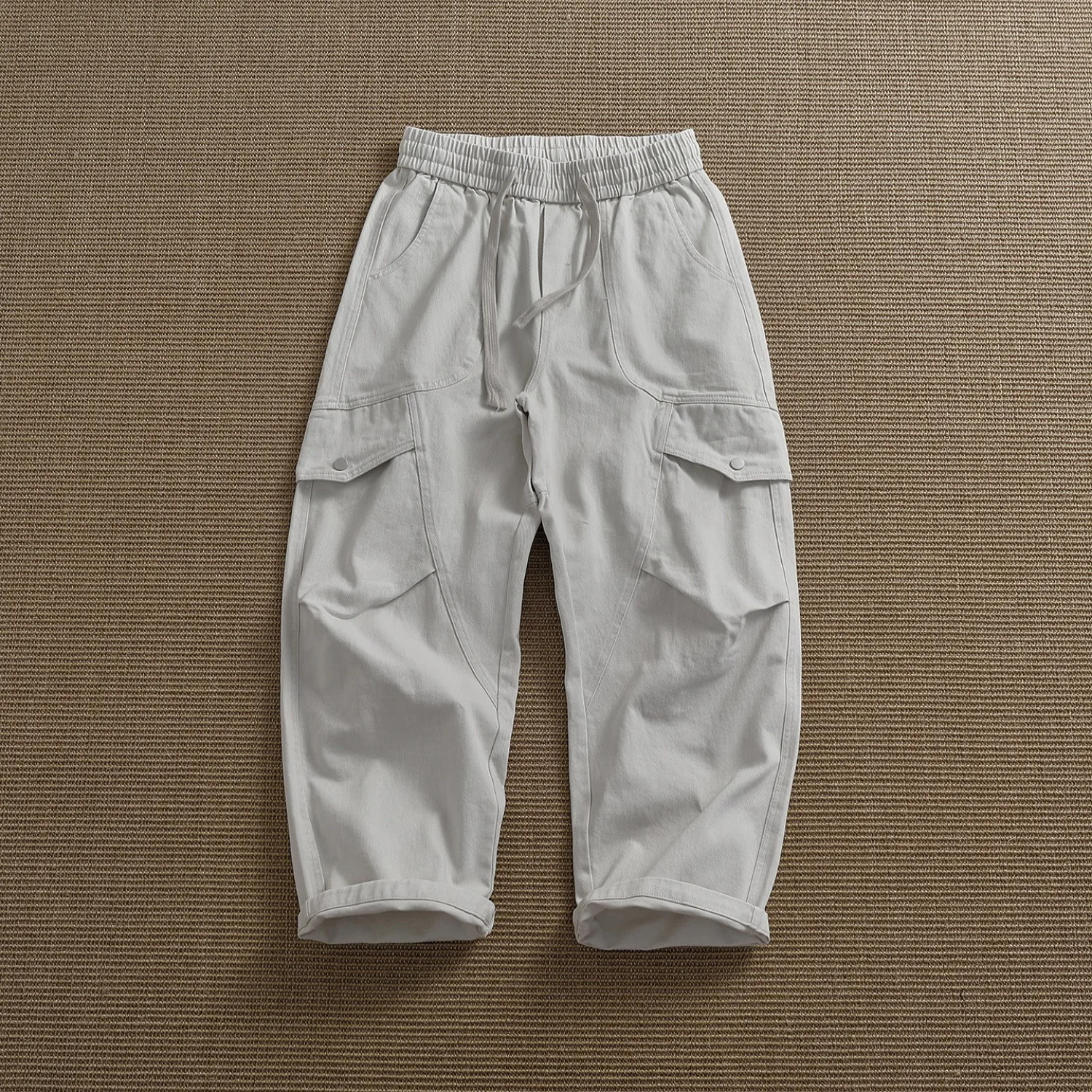 100% cotton heavyweight twill overalls men's retro washed distressed three-dimensional multi-pocket wide-leg trousers