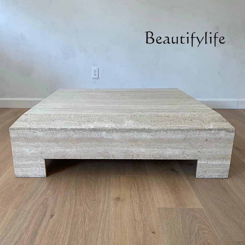 Wabi Sanfeng Natural Travertine Coffee Table Homestay Villa Living Room Low Tea Table Tatami Long Coffee Table