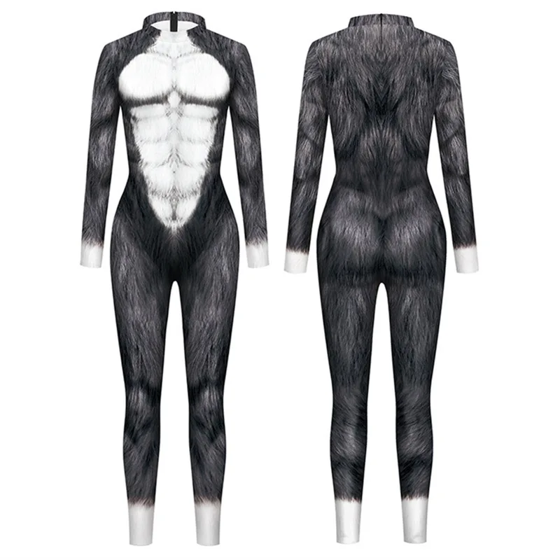 Tierkostüm Schlangen-, Tiger-, Fuchskostüm für Damen, Zentai-Anzüge, Halloween-Party-Bodysuits, Lustiger Enger Jumpsuit für Erwachsene Männer – Detail 6