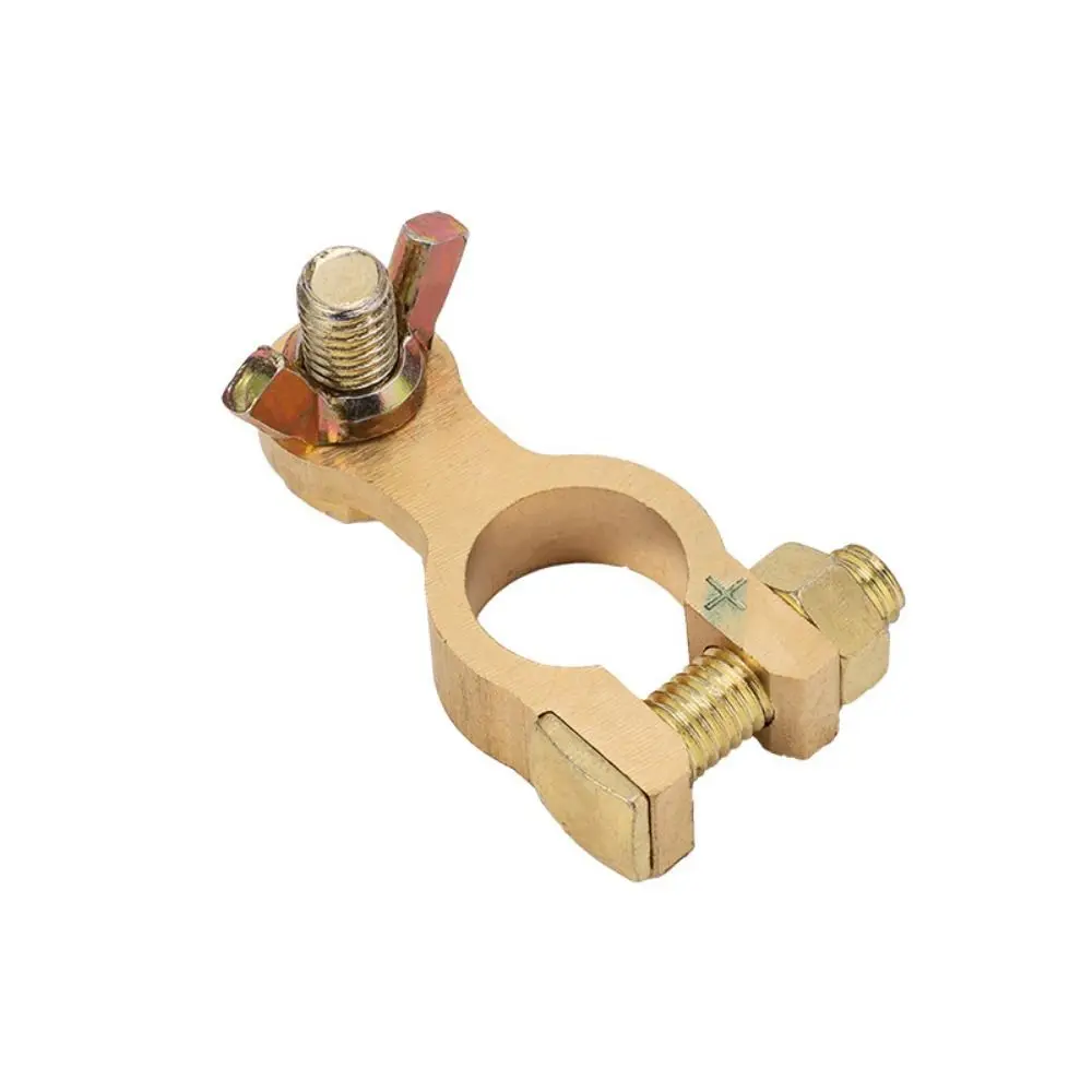 2Pcs Anti-Leakage Brass Battery Terminals Easy To Install Thickened Auto Battery Clamp Conductive Properties Positive & Negative