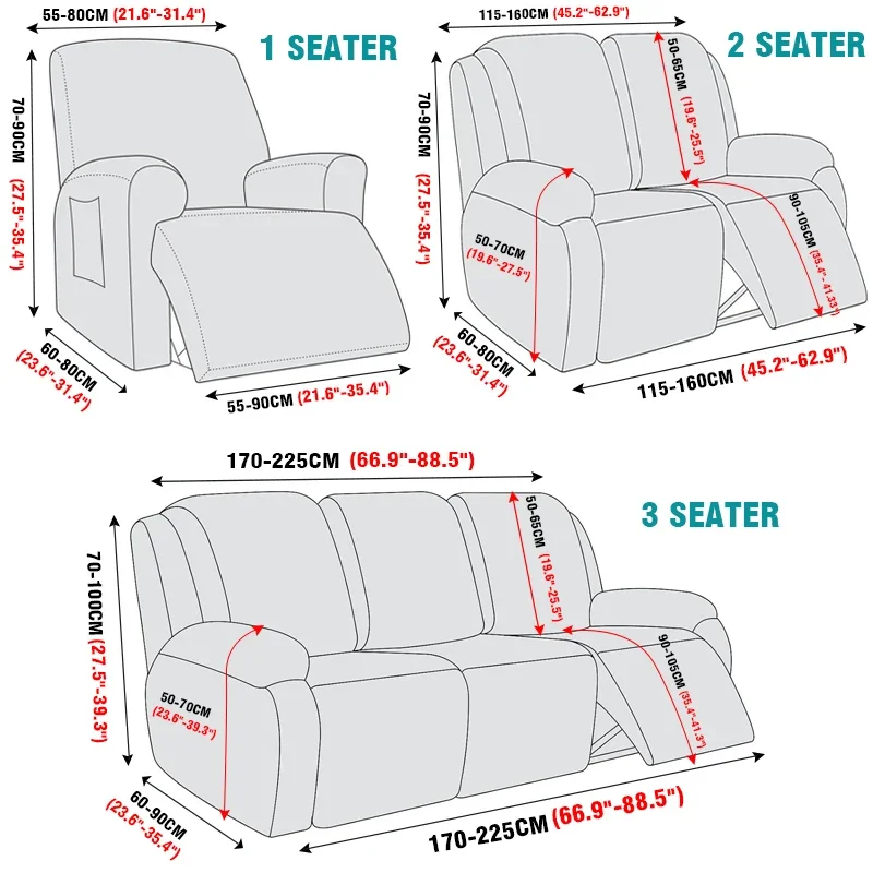 1/2/3 Seats Stretch Floral Recliner Cover Split Relax All-inclusive Chair Cover Lounger Couch Sofa Armchair Slipcovers