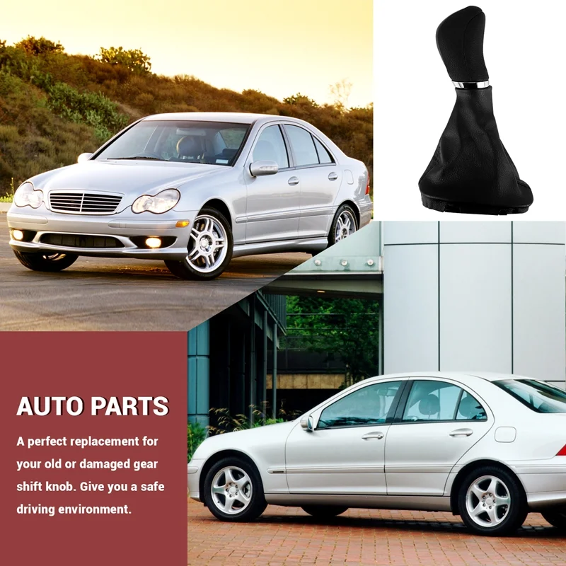 

Firmly Black Automatic Gear Shift Knob With Gaitor Boot For Mercedes Benz W203 W204 Auto Accessories