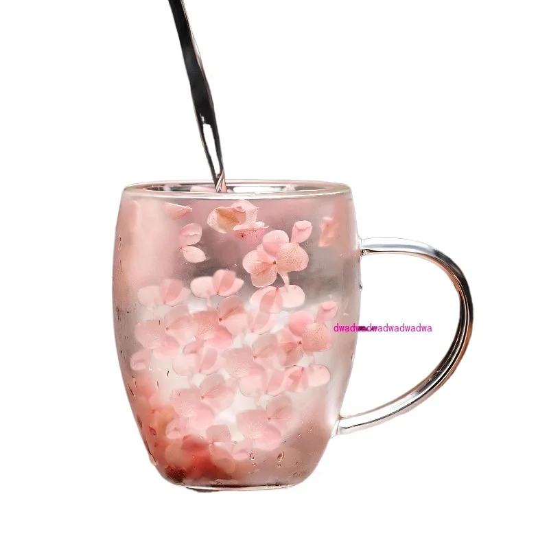 

Double-layer cherry blossom glass cup, high value and high temperature resistance