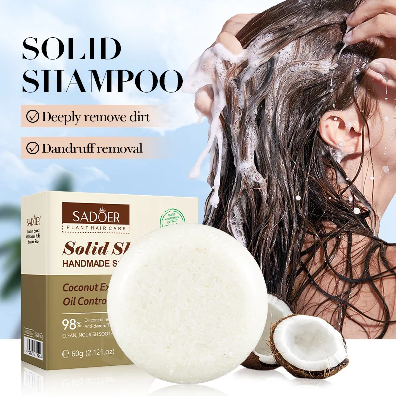 60g Coconut Shampoo Soap Deep Cleansing Hair Soap Lightening Original Strengthening Hair Roots Deep Cleansing Shampoos Hair Care