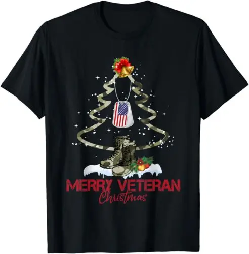 NEW merry veteran christmas army camo xmas tree christmas Gift Tee T-Shirt S-3XL