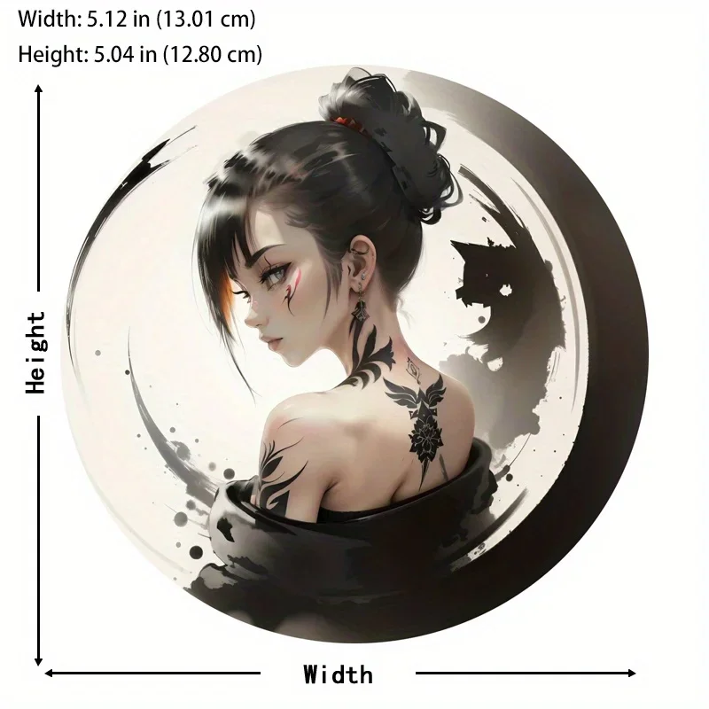 Japanese Anime Geisha Cherry Blossom Round Waterproof Vinyl Sticker Decal for Car SUV Motorcycle Bumper Decor