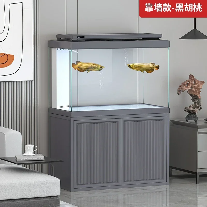 Aluminum Alloy Fish Tank Living Room Small Household Bottom Filter Super White Glass Cylinder Modern Simple 2024 New