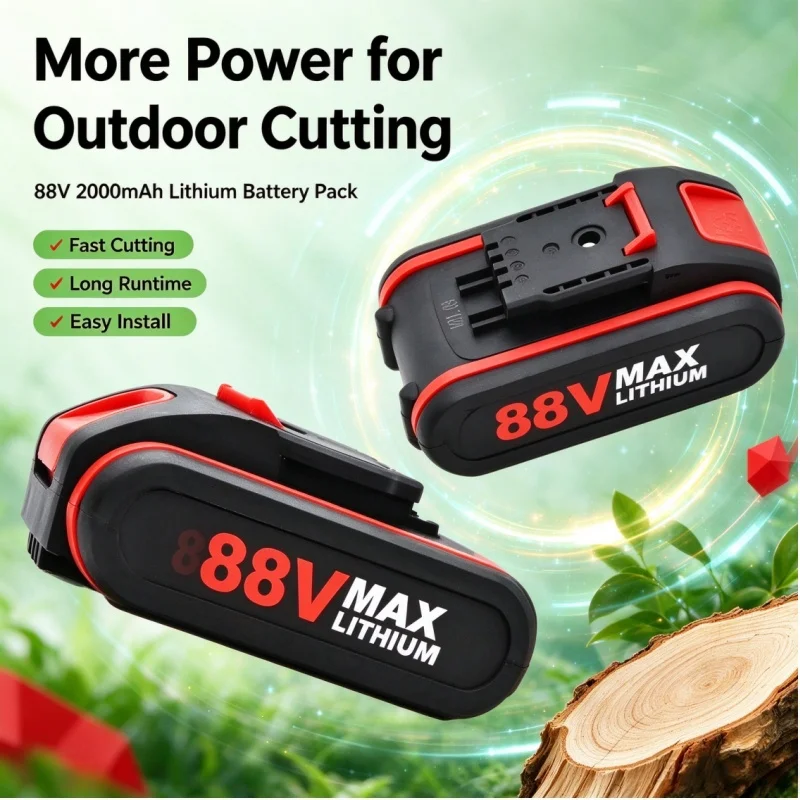 Improved Single Hand Electric Chainsaw,Fast Cutting Logging & Tree Branch Pruning Saw, 88V 2000mAh 18650 Rechargeable Li Battery