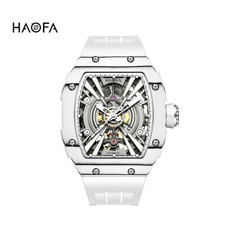 Haofa Luxury Automatic Watch For Men Skeleton Mechanical Sapphire Self-wind Movement Luminous Mens Watch 80H Power Reserve 1906