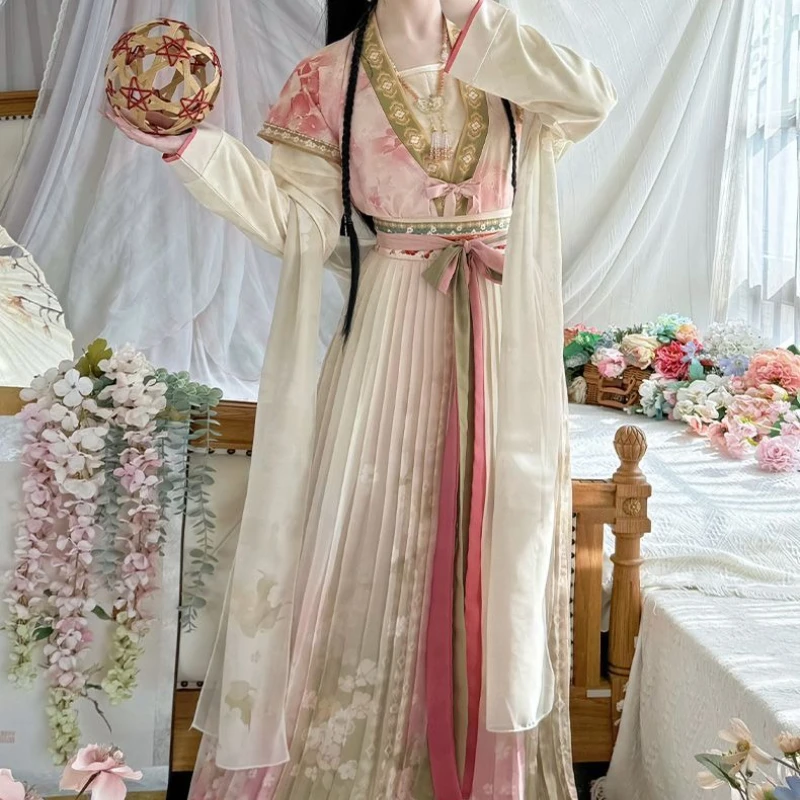 

Chinese Women Hanfu Dress Ancient Carnival Fairy Cosplay Costume Printing Hanfu Birthday Party Chic Outfit Photography Dress