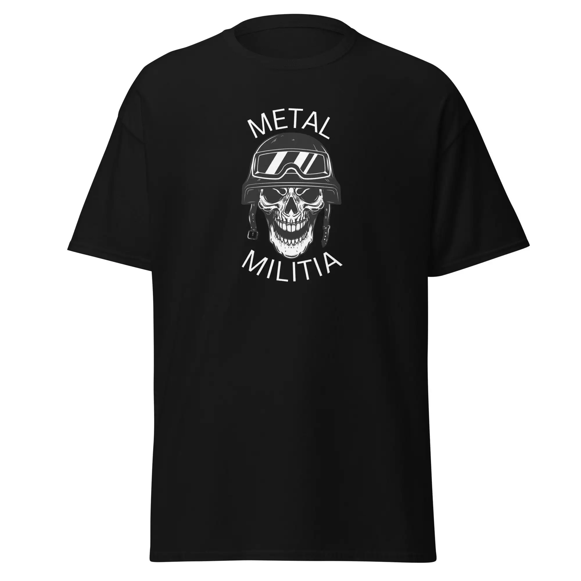 Metal Militia Skull T Shirt Custom Novelty Tee Music