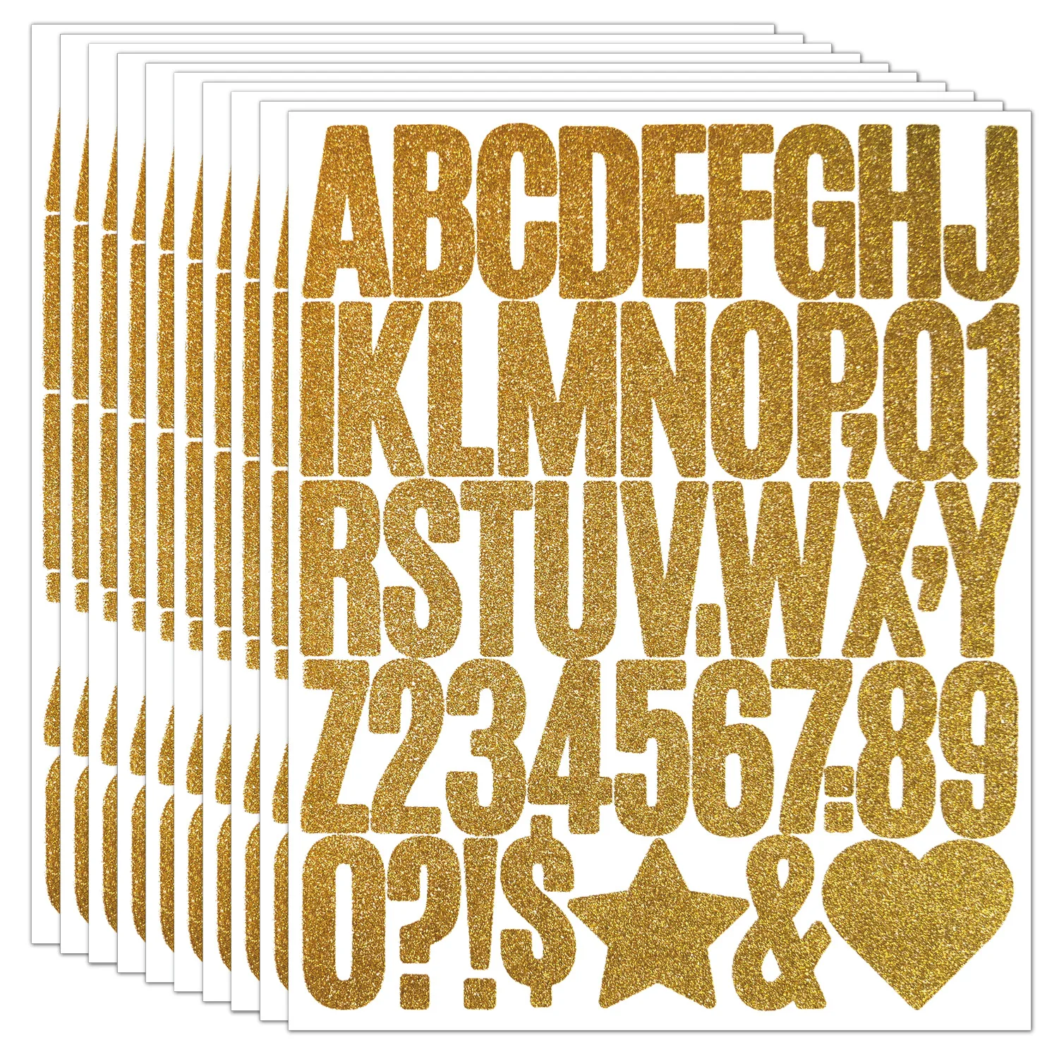 2inch Adhesive Gold Glitter Capital Letter Stickers, Alphabet Numbers Sticker for Crafts, Bulletin Board Letter Mailbox Numbers