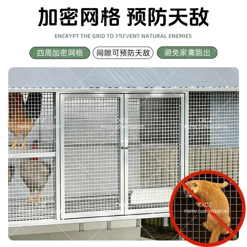 Outdoor Galvanized Chicken Cage Rainproof Poultry Coop for Ducks Geese Large Weasel Proof Farm Animal Enclosure