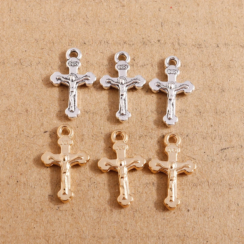 30pcs/Lot 20*12mm  Alloy Cross Charms Religious Crucifix Pendants for Jewelry Making Accessories DIY Handmade Earrings Necklace