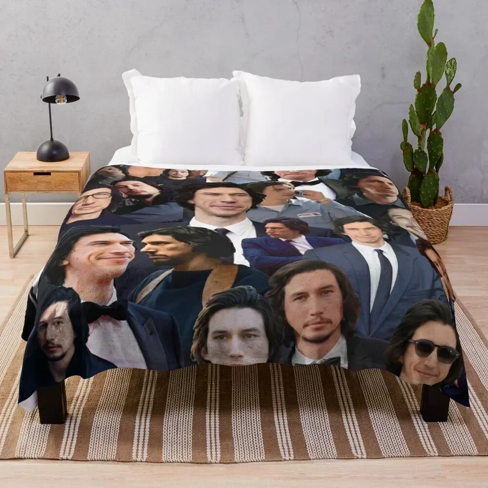 

Adam Driver Blue Collage Throw Blanket Soft Bedroom Blanket for Night Sleeping
