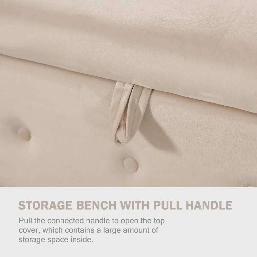 63'' Ottomane-Bank mit Stauraum für Schlafzimmer, Bettbank mit Armlehnen, Samt-Aufbewahrungsbank mit Knopf für den Eingangsbereich