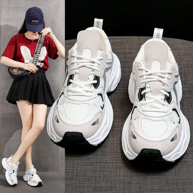 White Sneakers Woman Trends 2024 Summer New Breathable Women\'s Jogging Shoes Platform Female Designer Shoes Zapatos De Mujer