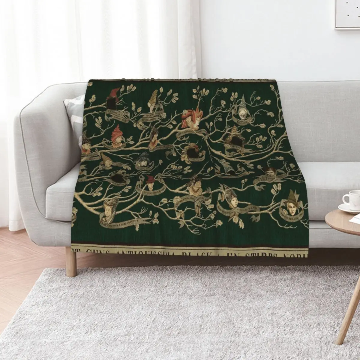 Noble House of Black Family Tree Throw Blanket Plush Soft Plaid Sleeping Bag Cute Plaid sofa bed Moving Blankets