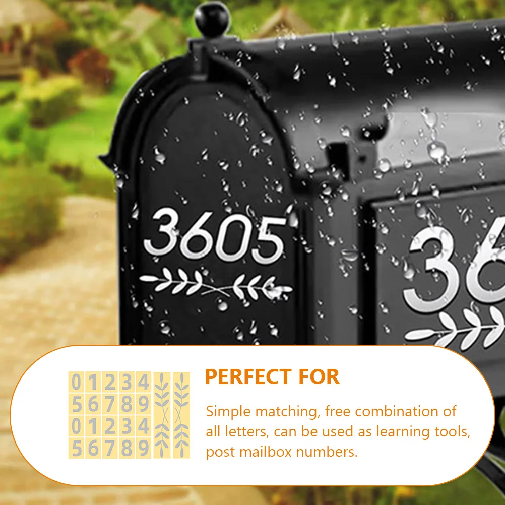 

4 Sets Reflective Mailbox Numbers Stickers Adhesive Doorplate Number Decals Self-Stick Outdoor Address Labels For Wheelie