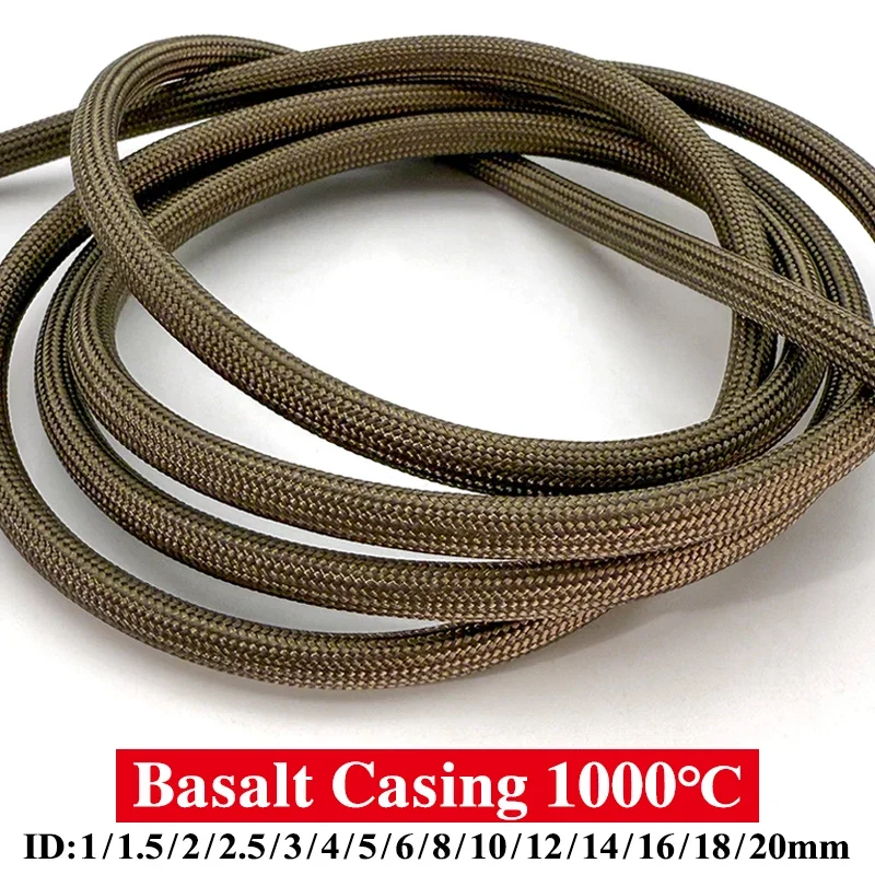 Basalt Fiber Braided Hose ID1-20mm Alkali-Free Fiberglass Sleeve Flame Retardant Sleeve High Toughness Fiberglass Sleeve