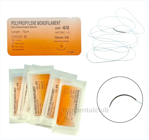 

Dental Surgical Needle Suture Polypropylene Monofilament Braided Medical Thread Suture Practice Kit Non Absorbable 4/0