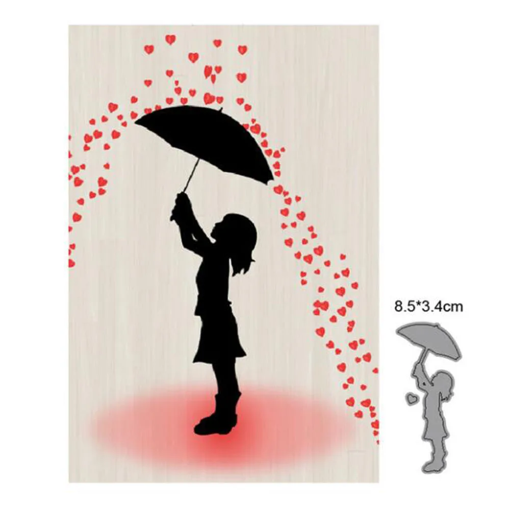 Heart Umbrella Girl Metal Cut Dies Stencils Scrapbooking Photo Album Decorative Embossing DIY Paper Cards