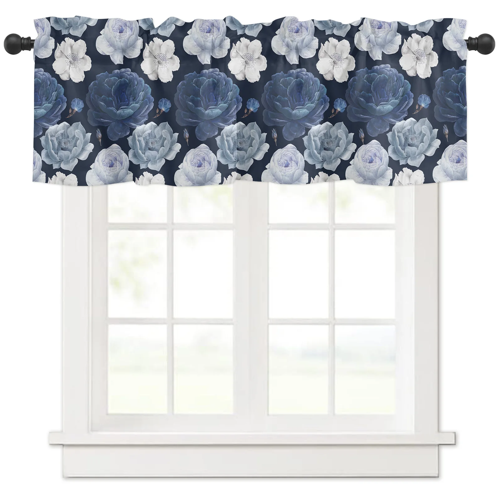 

ZEDLIYU Valances for Windows Kitchen Living Room Small Window Valance Elegant Flowers 1 Panel, 54 x 18 Inch