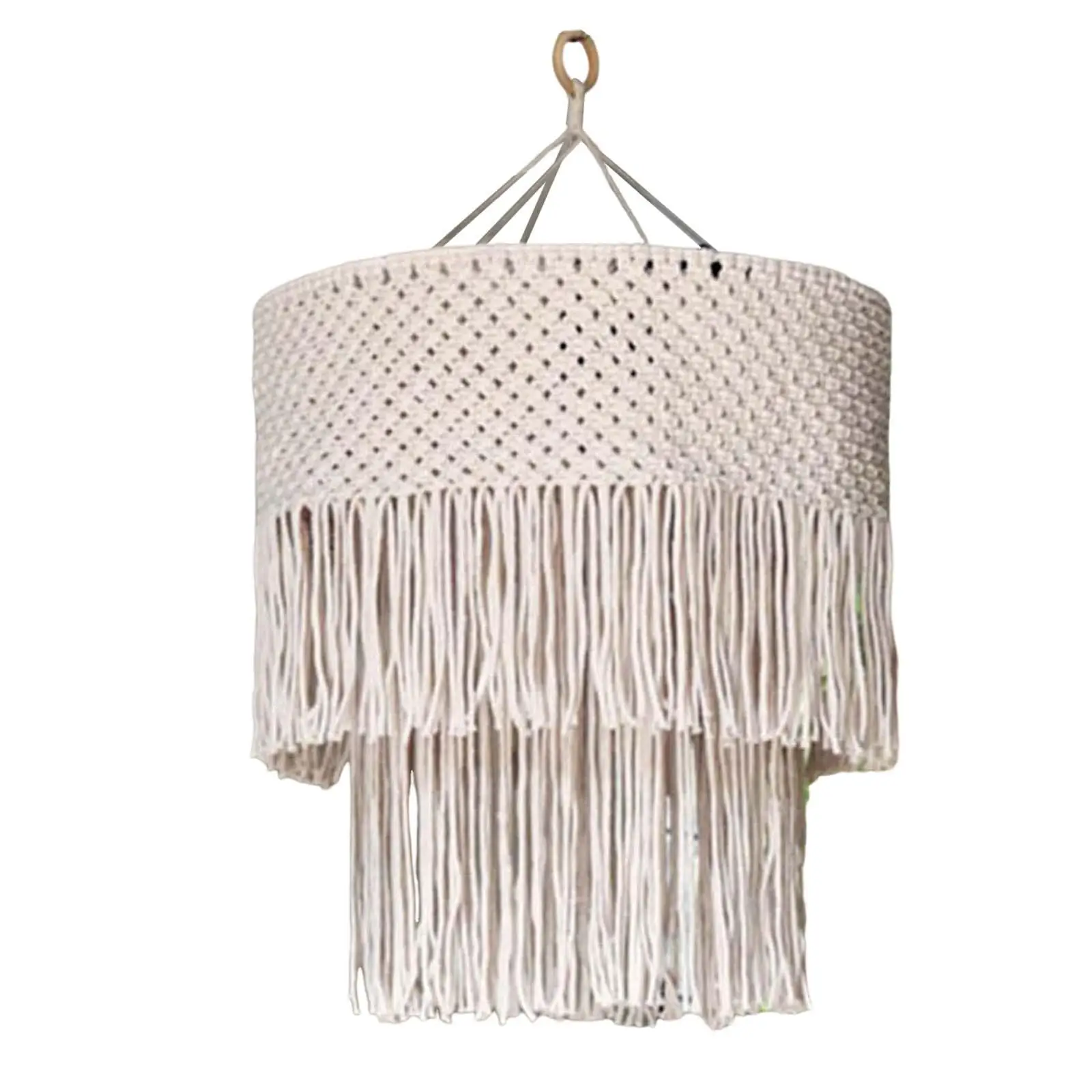 Macrame Lampshade Ceiling Pendant Light Shade Boho Woven Cotton Tapestry Cover for Living Room Bedroom Baby Room Decor