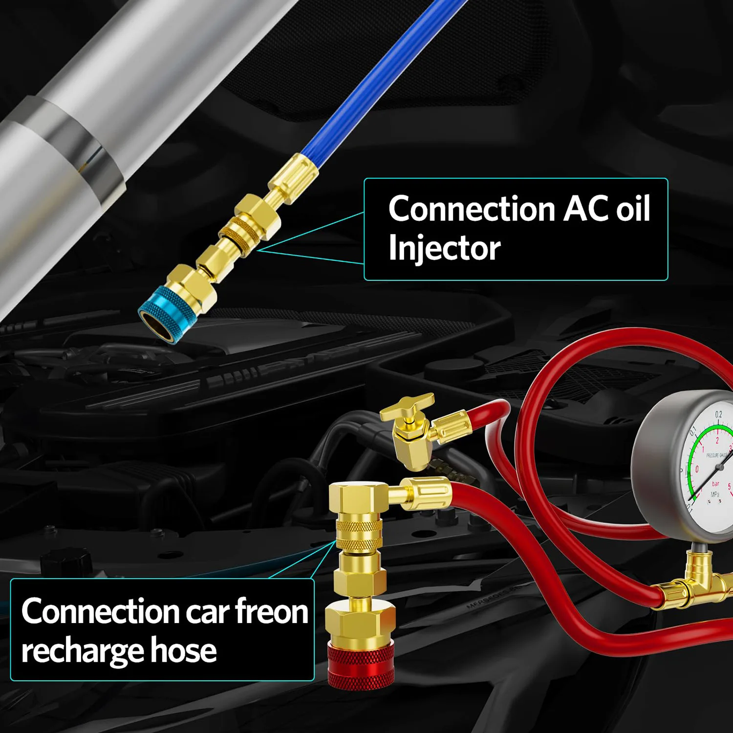 Freon R134A to R1234YF Refrigerant Gas Filling Adapter HVAC R 1234YF to 134A Inflate Connector Automotive Air Conditioning Tools