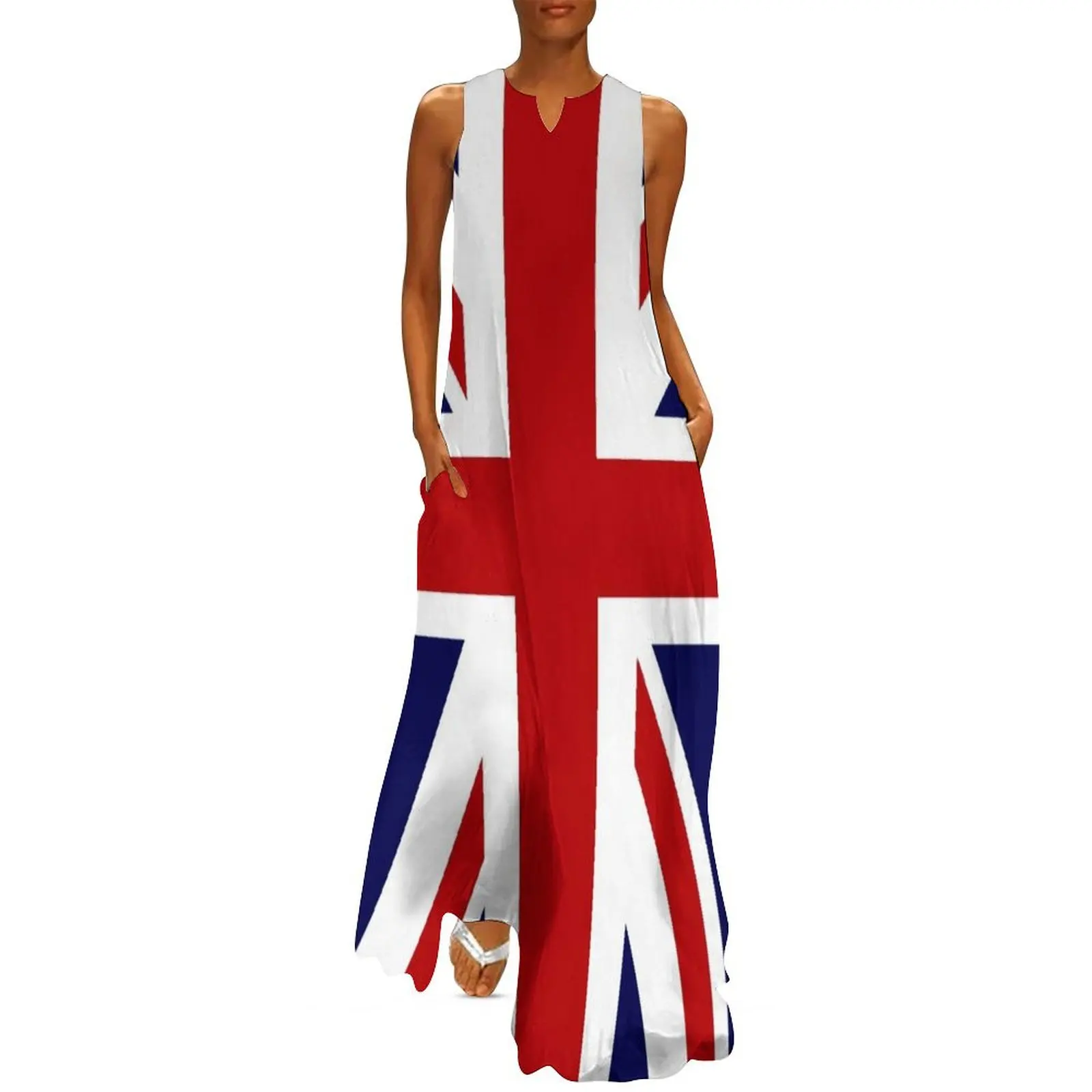 Union Jack Flag of the UK Long Dress ชุดราตรี ชุดลําลอง ชุดเดรสยาวผู้หญิง