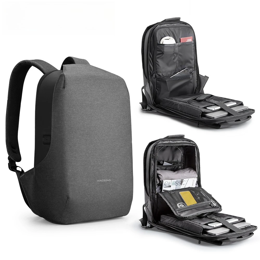 

Men’s Business Multifunction Backpack, Outdoor Water-Resistant Double-Layer Laptop Rucksack with Hidden Compartment