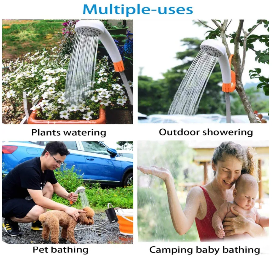 Tragbares Dusch set Dusch kopf pumpe Garten hängendes Auto waschen Outdoor-Reisen Camping Wandern Schwimmbad Bade werkzeuge