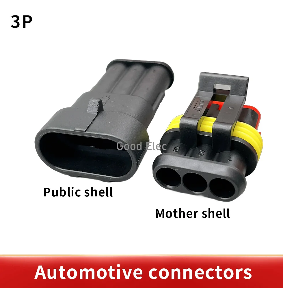 1/2/5/10sets 3pin waterproof wires car connector plugs wired wireless  Waterproof Auto Connector Male Female Plug 15CM 18AWG Wir