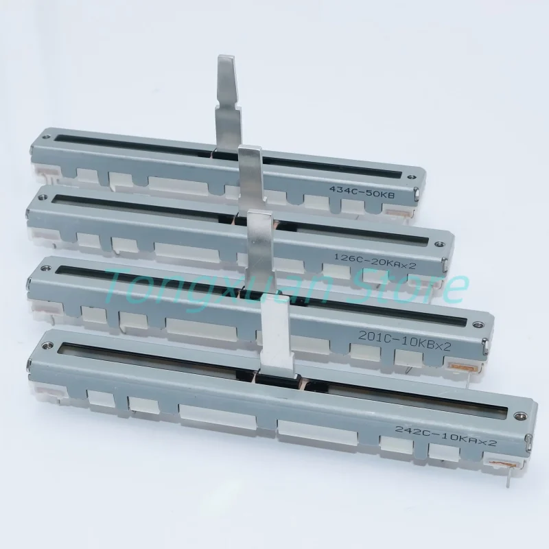 1 unidad ALPS 75mm 10KAX2 20KAX2 10KBX2 50KB doble unidad 6/8Pin potenciómetro deslizante mezclador empujador de volumen RS6011 Fader longitud del mango 15mm