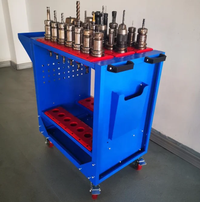 Blue colour customized high quality workshop CNC tool holder storage trolley cabinet for CNC tool holder BT30/40/50