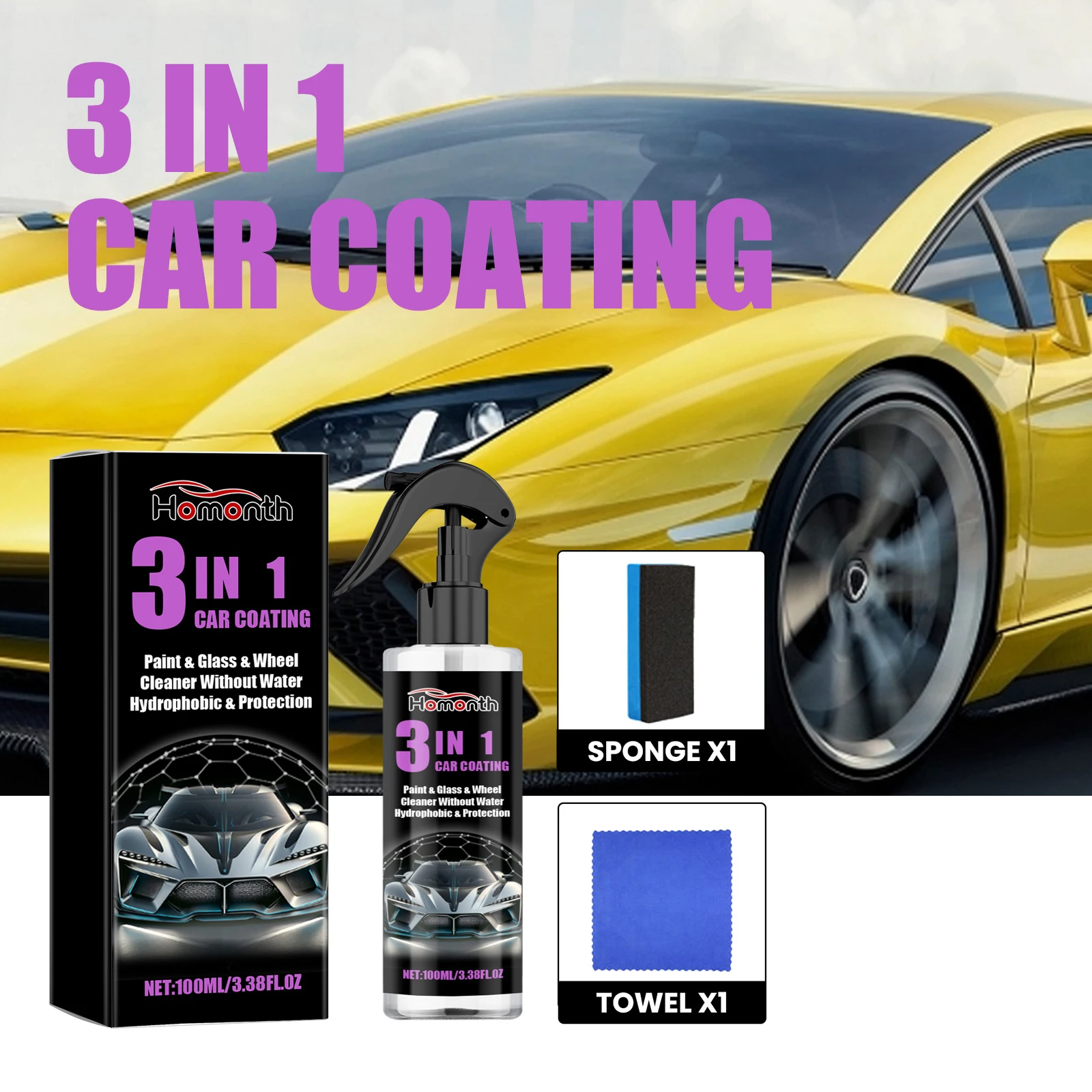 

3 в 1 спрей для полировки автомобильной краски, средство для обеззараживания львины, пленочный блок для покрытия автомобиля, грязь, ремонт колес, спрей для ремонта автомобиля