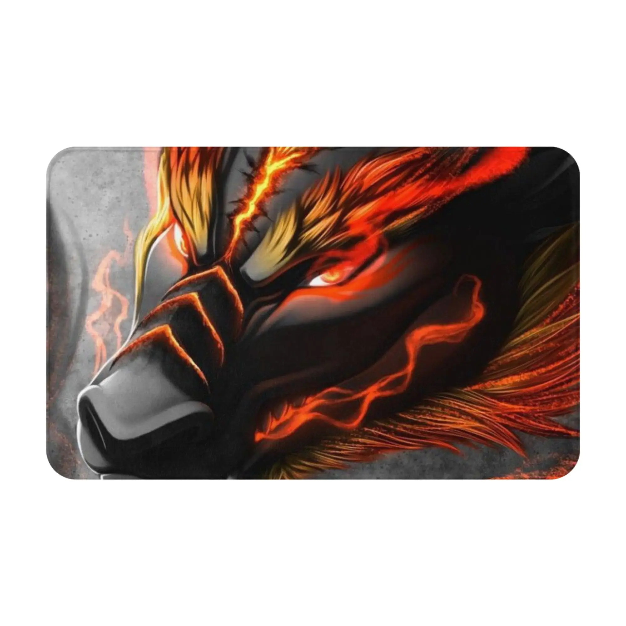 Fiery Red Black Oriental Dragon Art Non-slip Doormat Kitchen Mat  Indoor PatternHomeDecor