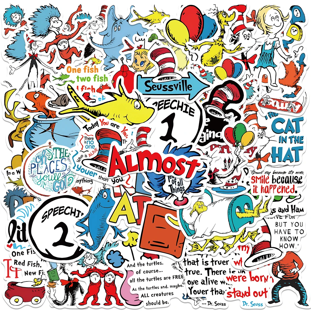 50PCS Doctor Dr. Seuss Graffiti Waterproof Sticker Creative Decorative Decal Refrigerator Skateboard Helmet Guitar Wholesale